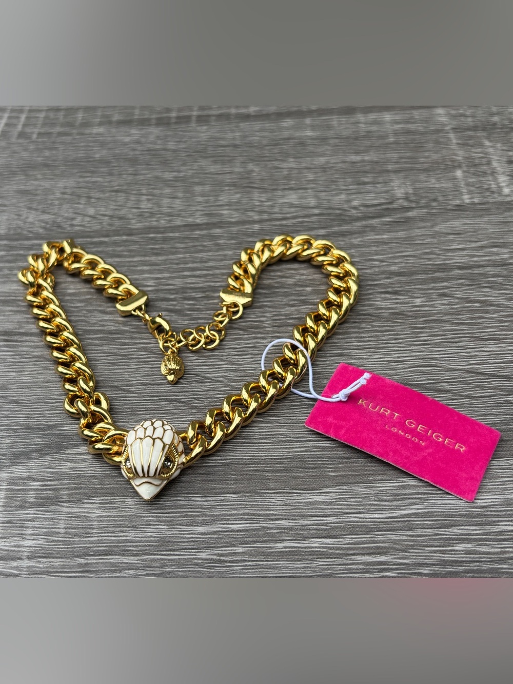 Kurt Geiger London Enamel Eagle Head Gold Chain Necklace